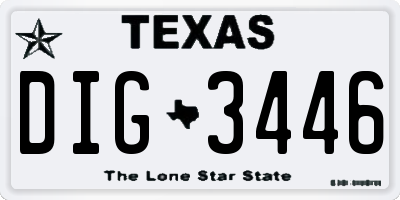 TX license plate DIG3446