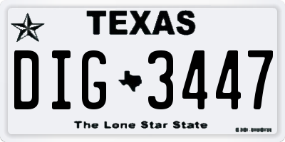 TX license plate DIG3447