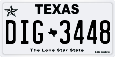 TX license plate DIG3448