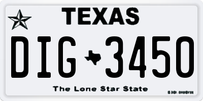 TX license plate DIG3450