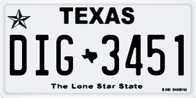 TX license plate DIG3451