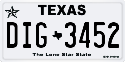 TX license plate DIG3452