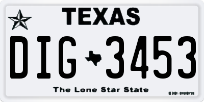 TX license plate DIG3453
