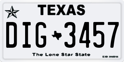 TX license plate DIG3457