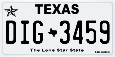 TX license plate DIG3459