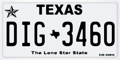 TX license plate DIG3460