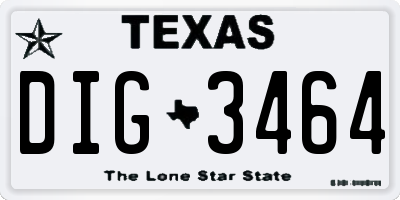 TX license plate DIG3464