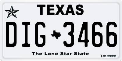 TX license plate DIG3466