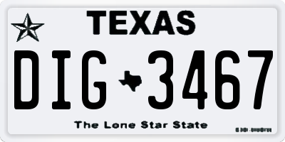 TX license plate DIG3467