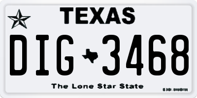TX license plate DIG3468