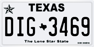 TX license plate DIG3469