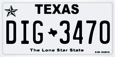 TX license plate DIG3470