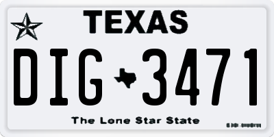 TX license plate DIG3471
