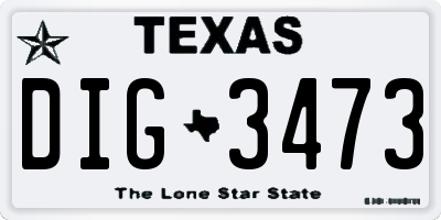 TX license plate DIG3473