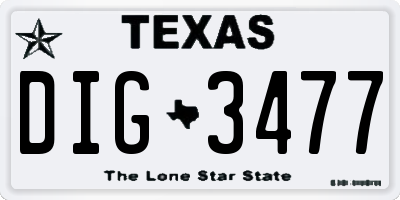 TX license plate DIG3477