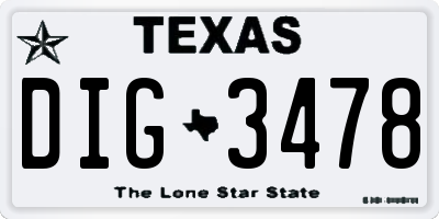 TX license plate DIG3478