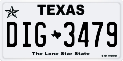 TX license plate DIG3479