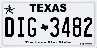 TX license plate DIG3482