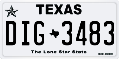 TX license plate DIG3483