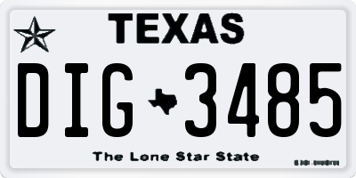 TX license plate DIG3485