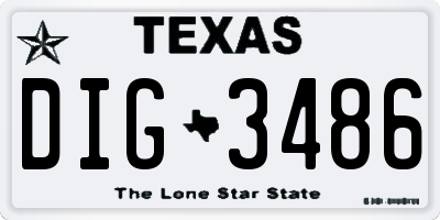 TX license plate DIG3486