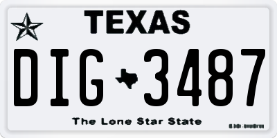 TX license plate DIG3487