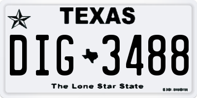 TX license plate DIG3488