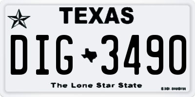 TX license plate DIG3490