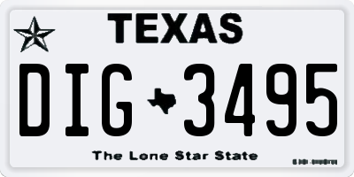 TX license plate DIG3495
