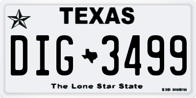 TX license plate DIG3499