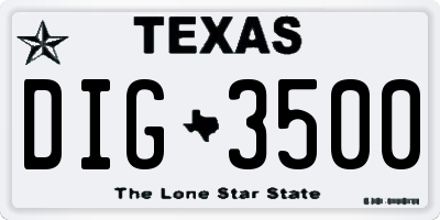 TX license plate DIG3500