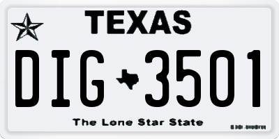 TX license plate DIG3501