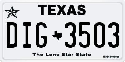 TX license plate DIG3503