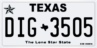 TX license plate DIG3505