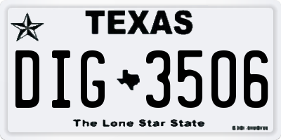 TX license plate DIG3506