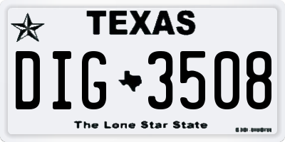 TX license plate DIG3508