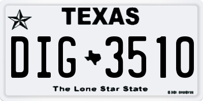 TX license plate DIG3510