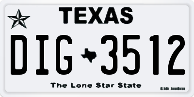 TX license plate DIG3512
