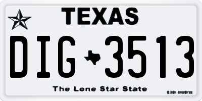 TX license plate DIG3513