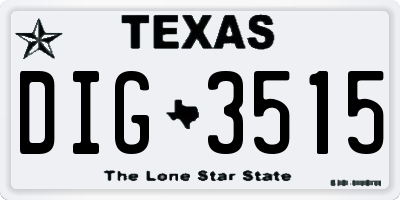 TX license plate DIG3515