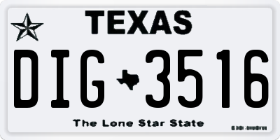 TX license plate DIG3516