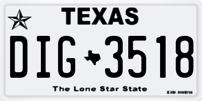 TX license plate DIG3518