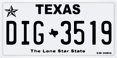 TX license plate DIG3519