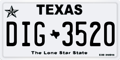 TX license plate DIG3520