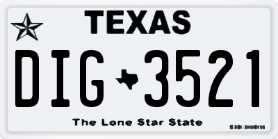 TX license plate DIG3521