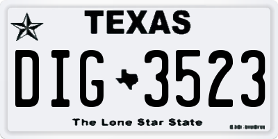 TX license plate DIG3523