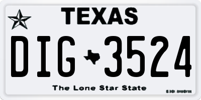 TX license plate DIG3524