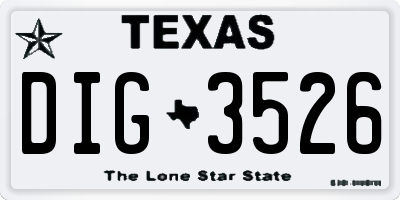 TX license plate DIG3526