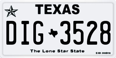 TX license plate DIG3528