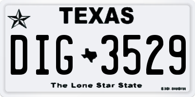 TX license plate DIG3529